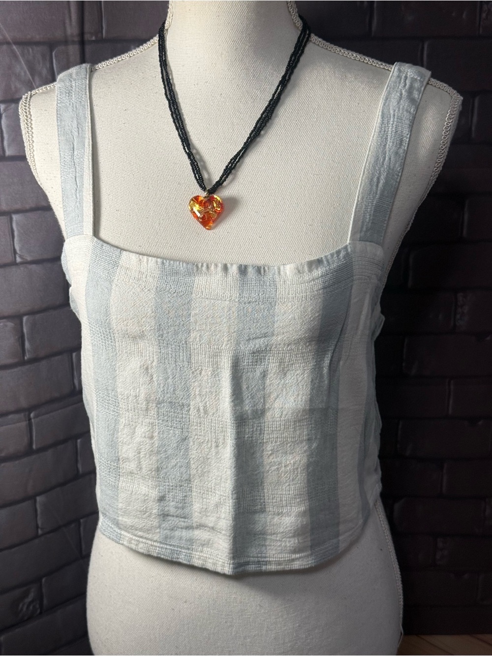 Madewell Light Blue & White Striped Square-Neck Tank